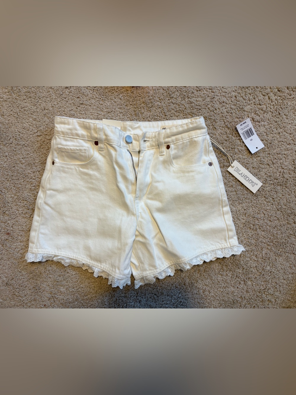 NWT Blank NYC White Lace-Trim Denim Shorts